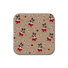 Pug Xmas Pattern Rubber Coaster (Square) 