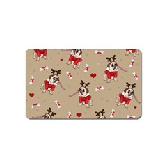 Pug Xmas Pattern Magnet (Name Card)