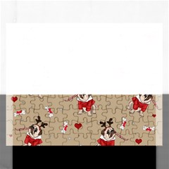 Pug Xmas Pattern Rectangular Jigsaw Puzzl by Valentinaart