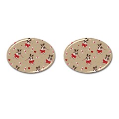 Pug Xmas Pattern Cufflinks (Oval)