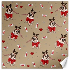 Pug Xmas Pattern Canvas 16  X 16   by Valentinaart