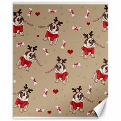 Pug Xmas Pattern Canvas 11  x 14  