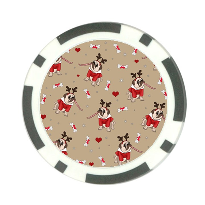 Pug Xmas Pattern Poker Chip Card Guard (10 pack)