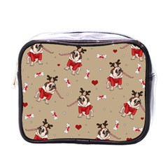 Pug Xmas Pattern Mini Toiletries Bags by Valentinaart