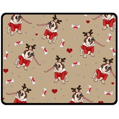 Pug Xmas Pattern Fleece Blanket (Medium) 