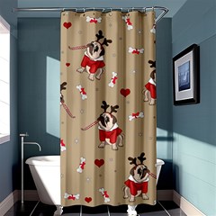 Pug Xmas Pattern Shower Curtain 36  x 72  (Stall) 