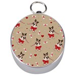 Pug Xmas Pattern Silver Compasses Front