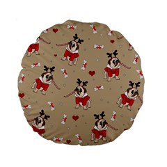 Pug Xmas Pattern Standard 15  Premium Flano Round Cushions