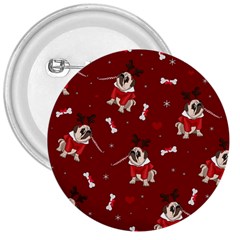 Pug Xmas Pattern 3  Buttons by Valentinaart