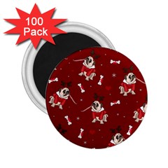 Pug Xmas Pattern 2 25  Magnets (100 Pack)  by Valentinaart