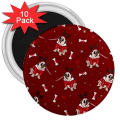 Pug Xmas Pattern 3  Magnets (10 Pack)  by Valentinaart