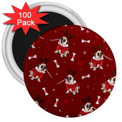 Pug Xmas Pattern 3  Magnets (100 Pack) by Valentinaart