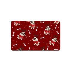 Pug Xmas Pattern Magnet (name Card) by Valentinaart