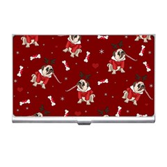 Pug Xmas Pattern Business Card Holders by Valentinaart