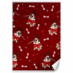 Pug Xmas Pattern Canvas 12  X 18   by Valentinaart