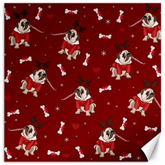 Pug Xmas Pattern Canvas 16  X 16   by Valentinaart