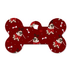 Pug Xmas Pattern Dog Tag Bone (one Side) by Valentinaart