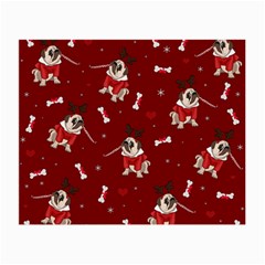 Pug Xmas Pattern Small Glasses Cloth (2-side) by Valentinaart