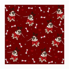 Pug Xmas Pattern Medium Glasses Cloth (2-side) by Valentinaart