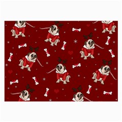 Pug Xmas Pattern Large Glasses Cloth (2-side) by Valentinaart