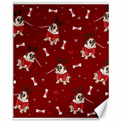 Pug Xmas Pattern Canvas 11  X 14   by Valentinaart