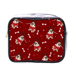 Pug Xmas Pattern Mini Toiletries Bags by Valentinaart