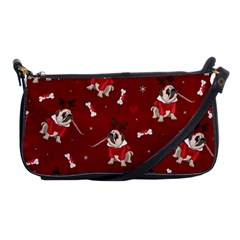 Pug Xmas Pattern Shoulder Clutch Bags by Valentinaart