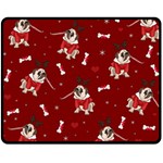 Pug Xmas Pattern Fleece Blanket (Medium)  60 x50  Blanket Front