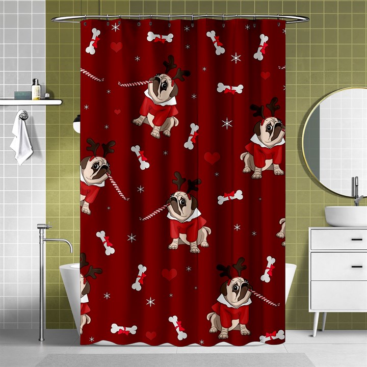 Pug Xmas Pattern Shower Curtain 48  x 72  (Small) 