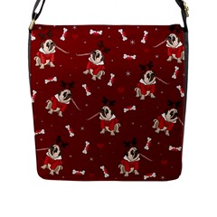 Pug Xmas Pattern Flap Messenger Bag (l)  by Valentinaart