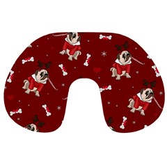 Pug Xmas Pattern Travel Neck Pillows by Valentinaart