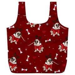 Pug Xmas Pattern Full Print Recycle Bags (l) 