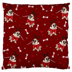 Pug Xmas Pattern Standard Flano Cushion Case (one Side) by Valentinaart