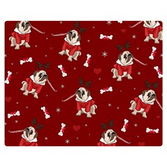 Pug Xmas Pattern Double Sided Flano Blanket (medium)  by Valentinaart