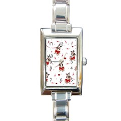 Pug Xmas Pattern Rectangle Italian Charm Watch