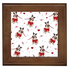 Pug Xmas Pattern Framed Tiles