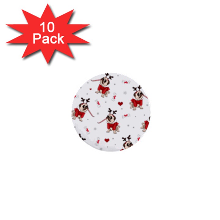 Pug Xmas Pattern 1  Mini Buttons (10 pack) 