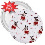 Pug Xmas Pattern 3  Buttons (100 pack)  Front