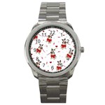 Pug Xmas Pattern Sport Metal Watch Front