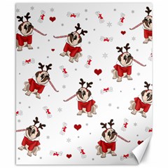 Pug Xmas Pattern Canvas 8  X 10  by Valentinaart