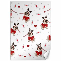 Pug Xmas Pattern Canvas 12  x 18  