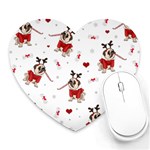 Pug Xmas Pattern Heart Mousepads Front