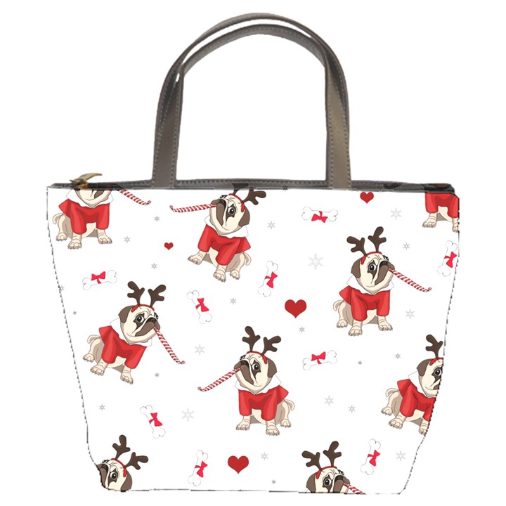 Pug Xmas Pattern Bucket Bags