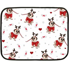 Pug Xmas Pattern Fleece Blanket (Mini)