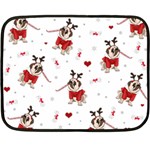 Pug Xmas Pattern Double Sided Fleece Blanket (Mini)  35 x27  Blanket Front