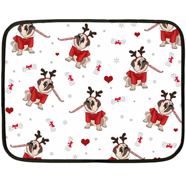 Pug Xmas Pattern Double Sided Fleece Blanket (Mini) 