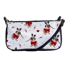 Pug Xmas Pattern Shoulder Clutch Bags by Valentinaart