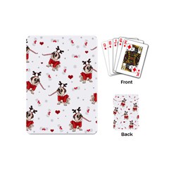 Pug Xmas Pattern Playing Cards (mini)  by Valentinaart