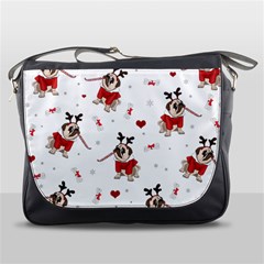 Pug Xmas Pattern Messenger Bags