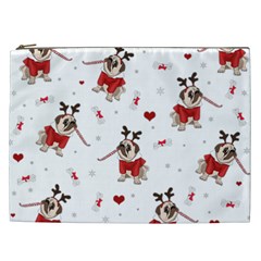 Pug Xmas Pattern Cosmetic Bag (xxl)  by Valentinaart